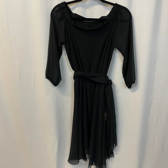 Intimissimi Black Off Shoulder Black Sheer Knee Length Romantic Dress Small - Picture 1 of 6